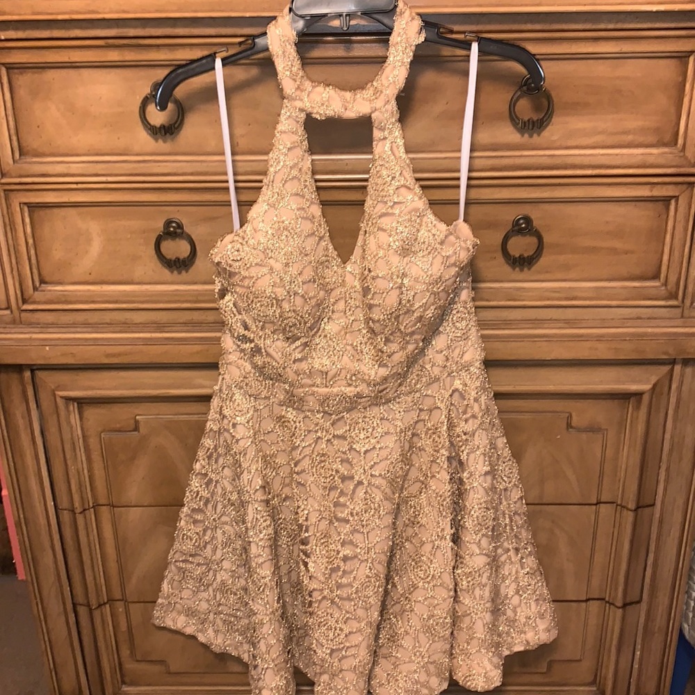 Gold lace dress
